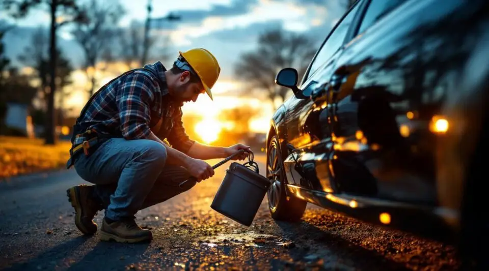A roadside assistance technician using specialized lockout tools to safely open a vehicle door in Victoria.