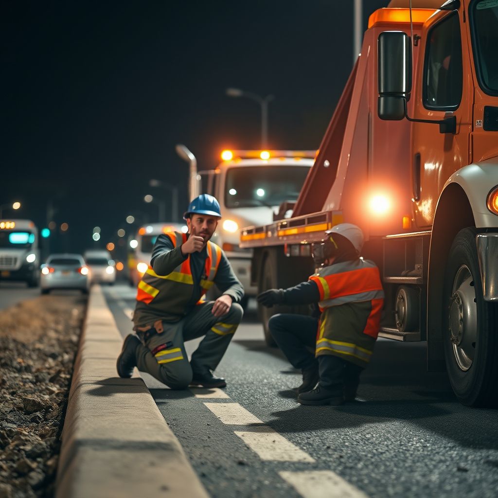 A clean, well-maintained flatbed tow truck parked in a Saanich commercial area, ready for dispatch.